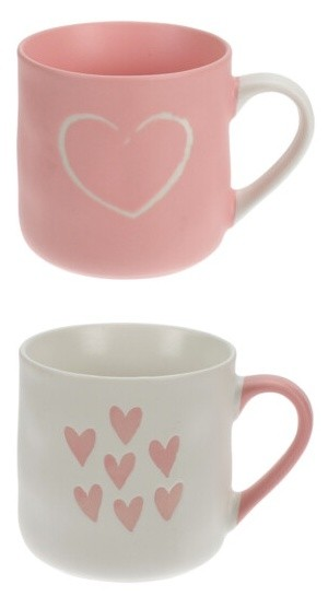 Porcelánový hrnek se srdcem 320ml sada 2 ks